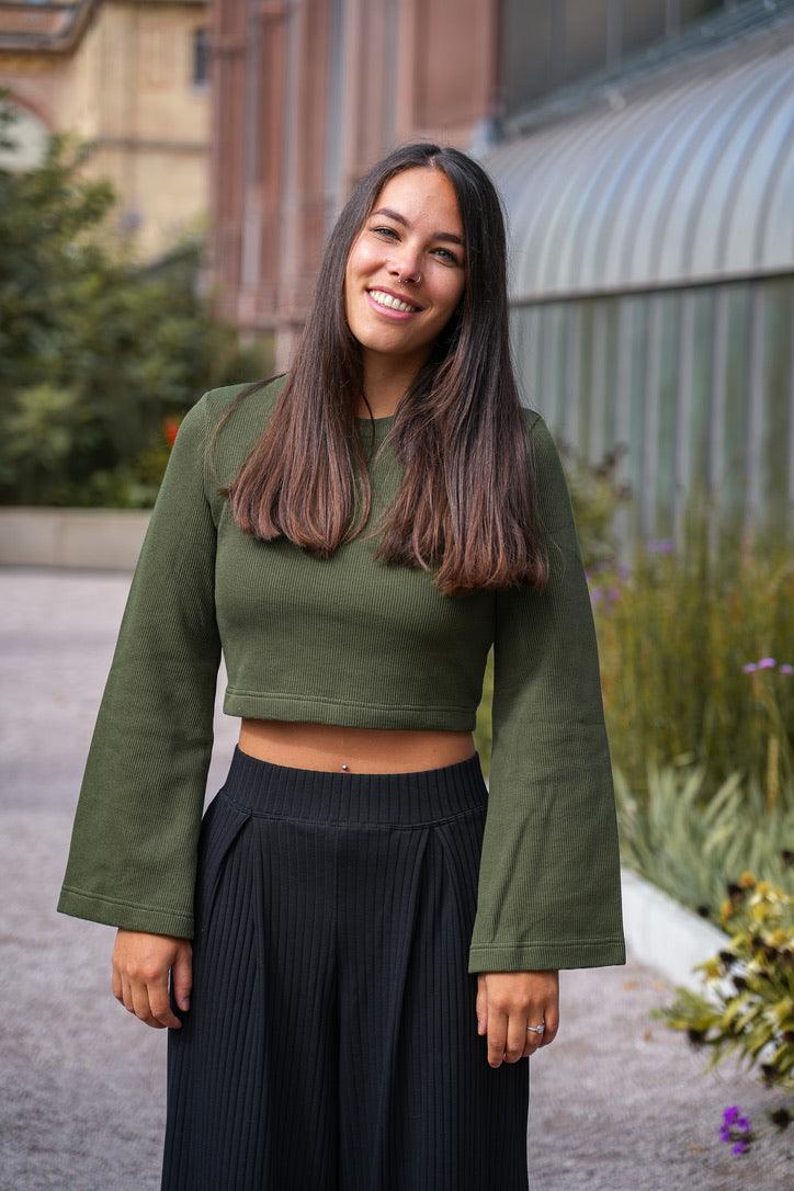 Nayala Crop Pulli green khaki – Bio-Baumwolle, handgefertigt – Bild 6