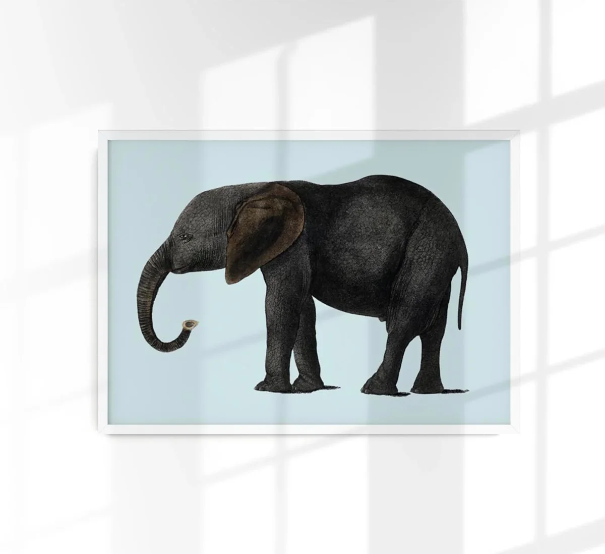 Blue Elephant Animal Illustration Poster – Handgedruckt Berlin