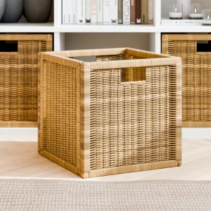 IKEA Kallax Korb, 32 x 32 x 34cm, Rattan, Geflecht - braun