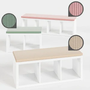 Cord Sitzkissen für IKEA Kallax Regal, Sitzauflage für 2er, 3er & 4er Kallax, Beige, Grün und Rosa