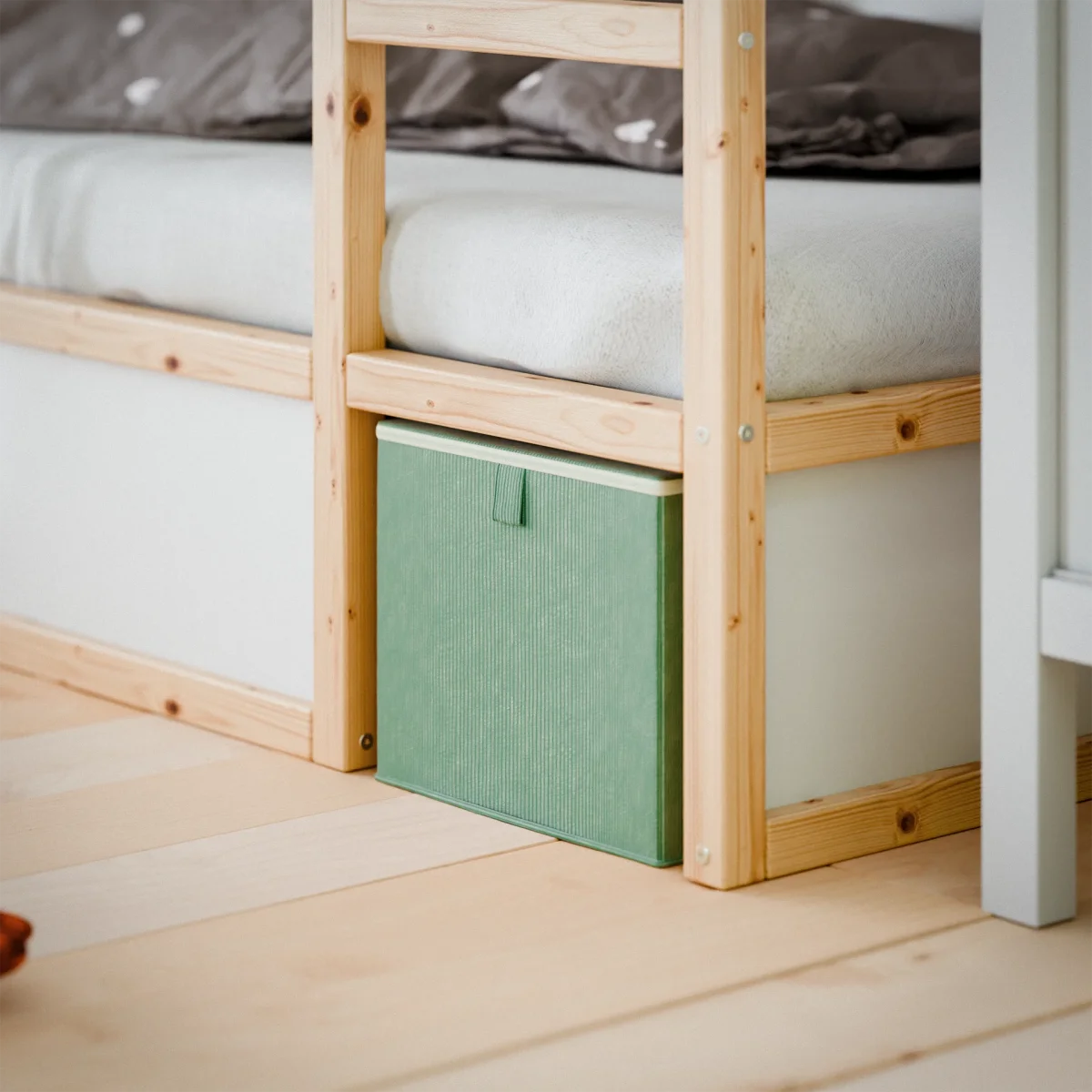 Box für IKEA Kura Bett, Unterbettkommode aus Cord Stoff, 90 x 32 x 27cm - Beige, Grün oder Rosa – Bild 9