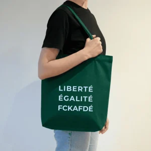 FCKAFDÉ Premium Tote Bag Bottle Green & Sky Blue – 100% recycelte Baumwolle